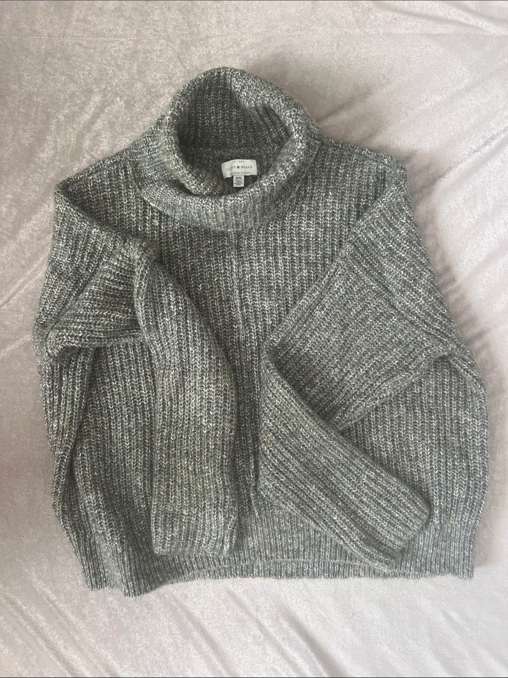 Lucky  Heather green Turtleneck Ribbed Sweater